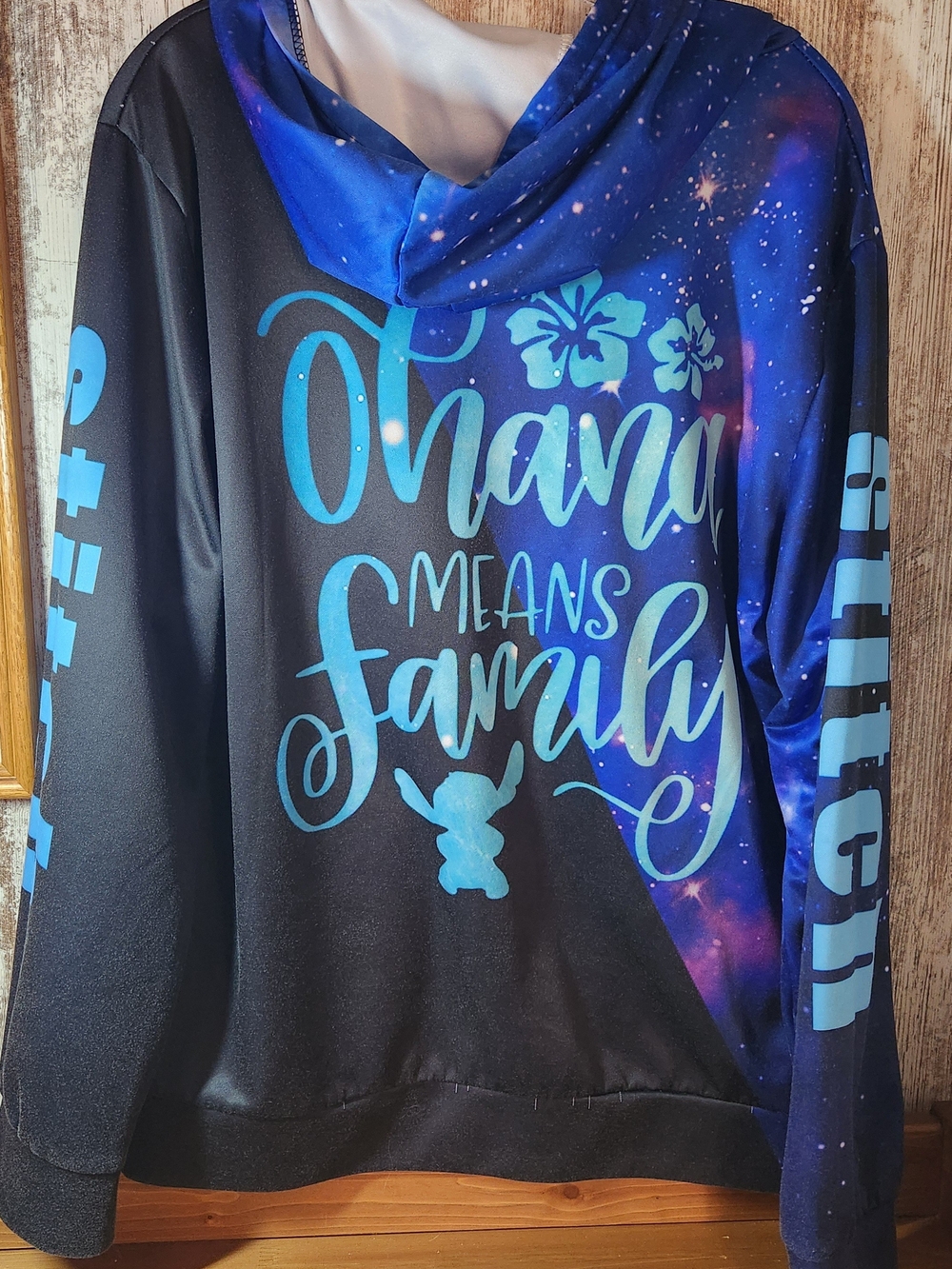 Blue & Black 'Ohana' Stitch Galaxy Hoodie Dream Catcher Disney Sweatshirt Family - Picture 6 of 8